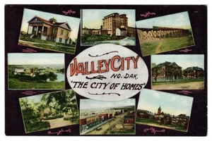Antike Postkarte Szenen von Valley City North Dakota ND Die Stadt der Häuser - Bild 1 von 2
