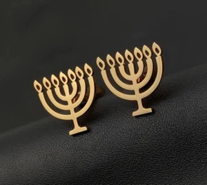 Manschettenknöpfe mit goldener Farbe Menorah - Bild 1 von 1