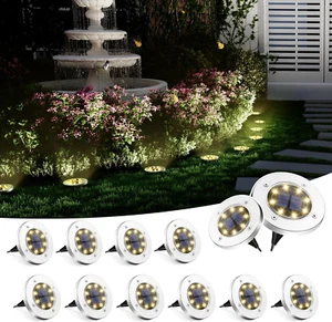 Solar Ground Lights, 12 Pack Solar Lights Outdoor Waterproof, 8 LED Solar Powere - Picture 1 of 12
