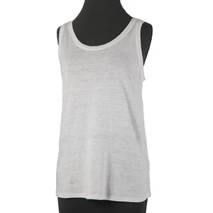 Canotta lunga Eileen Fisher NUOVA $108 taglia M bianca senza maniche in jersey di lino biologico - Foto 1 di 24