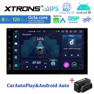 Double DIN 7" Android 12 Car Stereo 8-Core 8+128GB Radio GPS WiFi 4G LTE IPS+OBD - Picture 1 of 16