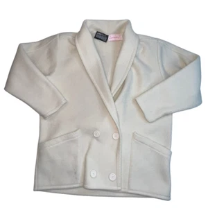Vintage Lerner Polar Fleece Jacket Womens XL Ivory Outdoor Coat Double Breasted - Picture 1 of 9
