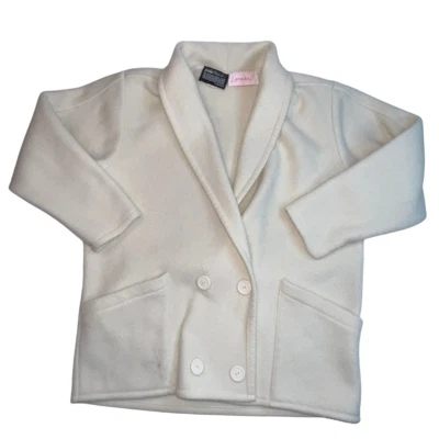 复古 Lerner Polar 抓绒夹克女式 XL 象牙色户外外套双排扣 — 第 1/4 张图片