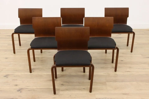 Set of 6 Midcentury Modern Bentwood Vintage Dining or Office Chairs #38924 Cover