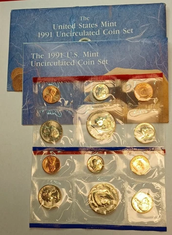 1991 US Mint 10 Coin Uncirculated Set Complete Philadelphia & Denver OGP & COA Cover