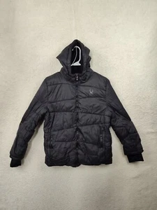 Spyder Boys Jacket Large Black 100%Polyester Full Zip Hooded Nexus Puffer Jacket - Picture 1 of 19