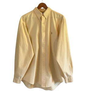 Ralph Lauren Yarmouth Mens Size 17 36/37 Long Sleeve Button Front Shirt Yellow - Picture 1 of 8