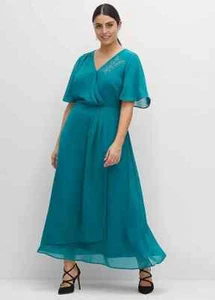Sheego Wrap Look Smaragd Chiffon Abendkleid Übergröße UK 22 (fm111-12) - Bild 1 von 3