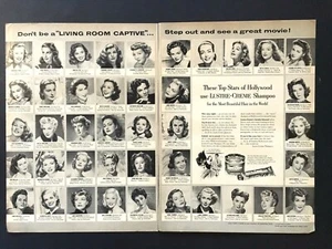 1952 Lustre-Creme Shampoo Ad These Top Stars of Hollywood use Lustre-Creme - Picture 1 of 1