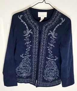 Vintage Susan Graver Blue Suede Jacket XS - Picture 1 of 14