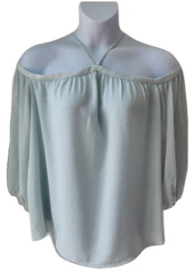 1 State Nordstrom Off the Shoulder Blouse Plus Sz 2X Mint Julep Green Neck Strap - Picture 1 of 13