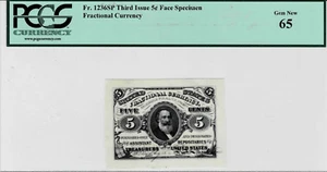.5 cent Fractional Currency- Face only Wide Margins Specimen--PCGS Gem New 65 - Picture 1 of 4