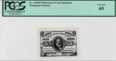 .5 cent Fractional Currency- Face only Wide Margins Specimen--PCGS Gem New 65 - Image 1 of 4