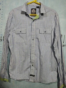 English Laundry Shirt Men's Blue Paisley Long Sleeve Button Up Flip Cuff - Picture 1 of 13