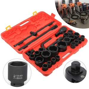 Set chiavi a bussola 26 pezzi 3/4" e 1" pollici 21-65 mm bussole camion cricchetto - Foto 1 di 12