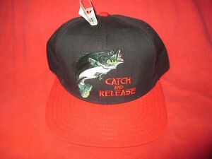 VINTAGE CATCH & RELEASE EMBROIDERED SNAPBACK HAT CAP NWT BASS FISHING USA MADE