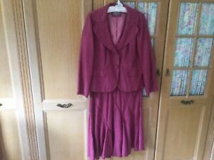 M&S/Per Una Suit-Jacket & Skirt Size 14/16 Ideal Wedding/ Event Linen Blend VGC