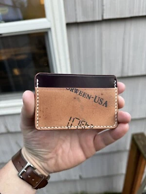 Garnet/Color 8 Horween Shell Cordovan 3 pocket Card Holder Wallet Minimalist - Image 1 of 4