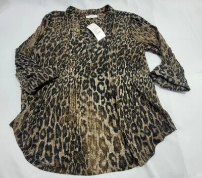 Nuevo con etiquetas para mujer New Directions estampado animal mangas 3/4 cuello en V talla grande Foto 1 de 4