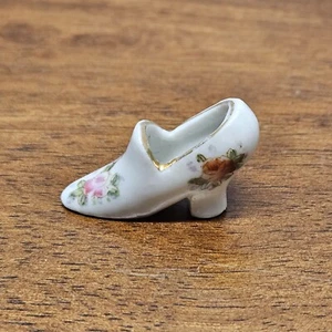 Vintage Limoges Miniature Porcelain Shoe w/ Gold Trim, Blue & Flower Accent - Picture 1 of 9