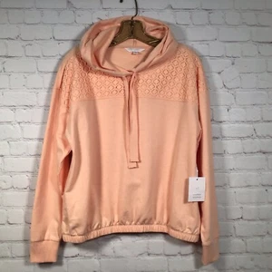 Sudadera con Capucha Lauren Conrad Encaje Mujer Pequeña Melocotón Cintura Elástica Nueva - Imagen 1 de 6