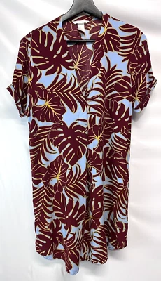 H&M Tropical Shirt Slip Dress Breezy Rayon Short Sleeve 6 - Image 1 of 4