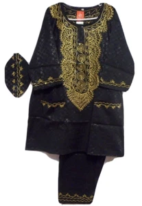 Dashiki Men's Shirt African Ethnic Rayon Brocade traditional 3pcs set  S Size - Picture 1 of 2