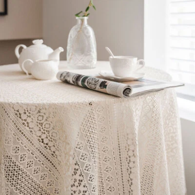 Häkel-Tischdecke Rund Ausgehöhlte Tischdecken Pastoraler Stil Waschbar 150  ∧ - Bild 1 von 4