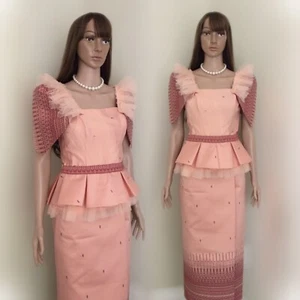 Khmer Trachtenoutfit / kambodschanische Kleidung - 2-teilig, Khmer Hemd & Rock - Bild 1 von 5