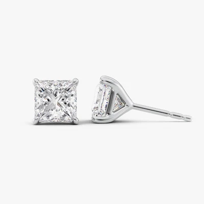 Women Earring Lab Grown Princess Diamond 2.00 Ct IGI Certified 18k White Gold - Image 1 of 4
