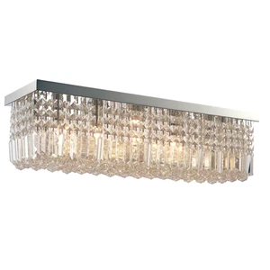 HOMCOM Modern Crystal Ceiling Light Square Chandelier for Home Office Silver - Picture 1 of 11