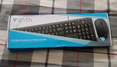 V7 CKU200US Wired Keyboard  Mouse Set USB, Black - Image 1 of 3