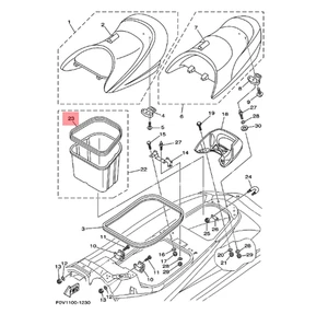 Original Yamaha WaveRunner XL cubo trasero embalaje número de pieza: F0D-U266D-00 - Imagen 1 de 3