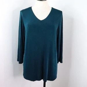 Citiknits Women's M Teal Green Travelers Style Slinky Acetate Tunic Blouse Top - Picture 1 of 10