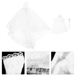 Mini Vestido de Novia Muñeca Corto Simple Novia Tocado - Imagen 1 de 12