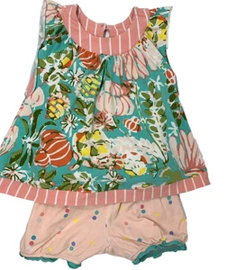 Matilda Jane Girls 18-24 Months Green Floral Tunic and Polka Dot Bloomer Outfit - Picture 1 of 11