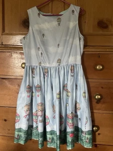 Lindy Bop Audrey Blue Balloons Dress Gorgeous Size 16 BNWOT - Picture 1 of 8