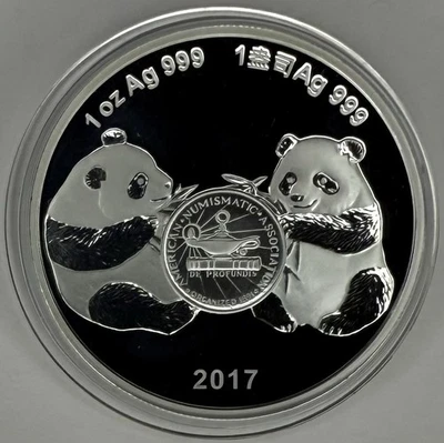 2017 China 1oz World's Fair of Money Silver Panda, DENVER - ANA LOGO ‼️PROOF‼️ - Image 1 of 2