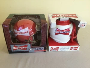 2 Stück Budweiser Football Helm Ertl Bank & Football Helm Becher/Dosenhalter - Bild 1 von 14
