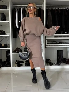 Loose one-word collar short vest long skirt suit women - Picture 1 of 32