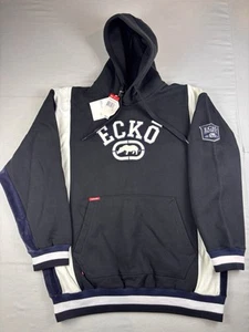 Vintage ECKO Unltd 1972 Sweatshirt Size 2Xl Black Velour Pullover Hoodie Y2k NEW - Picture 1 of 10