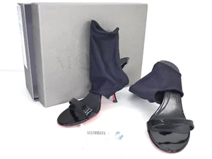 Alexander McQueen sandali con tacco a calzino nero vernice insoliti EU 38 UK 5 - Foto 1 di 18