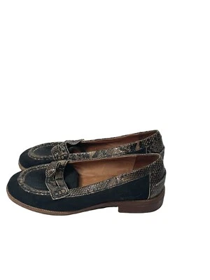 Jeffrey Campbell Zapatos Negros Academia Mocasín Gamuza Colorblock Serpiente Talla 8 Foto 1 de 3