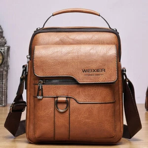 Men's Shoulder/Messenger Bag Business pu Leather 8" Handbag Outdoor Sport Bag - Picture 1 of 19