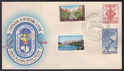 Australia 1956 AVA Melbourne Juegos Olímpicos Estadio Principal CDS Cubierta Sin dirección Foto 1 de 2