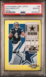 Dak Prescott 2018 Panini Cont. Optic #66 Gold /10 PSA 10 POP 1 - Picture 1 of 2