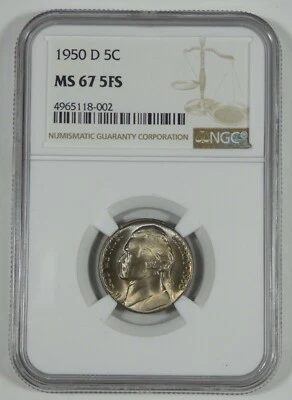 1950-D Jefferson Nickel CERTIFIED NGC MS 67 5-Full Steps 5c - Image 1 of 4