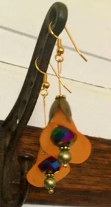 Lirio Swarovski naranja y púrpura calla con cristal púrpura iridiscente y perla verde - Imagen 1 de 2