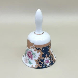 Campana de porcelana Tozan Japón diseño floral azul con adornos dorados - Imagen 1 de 9