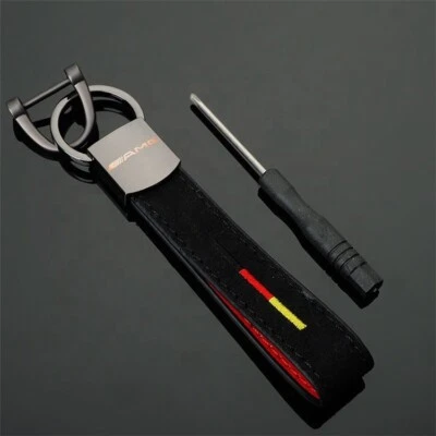 Porte clé AMG Mercedes LOGO Neuf sous blister cuir Alcantara - Photo 1/3